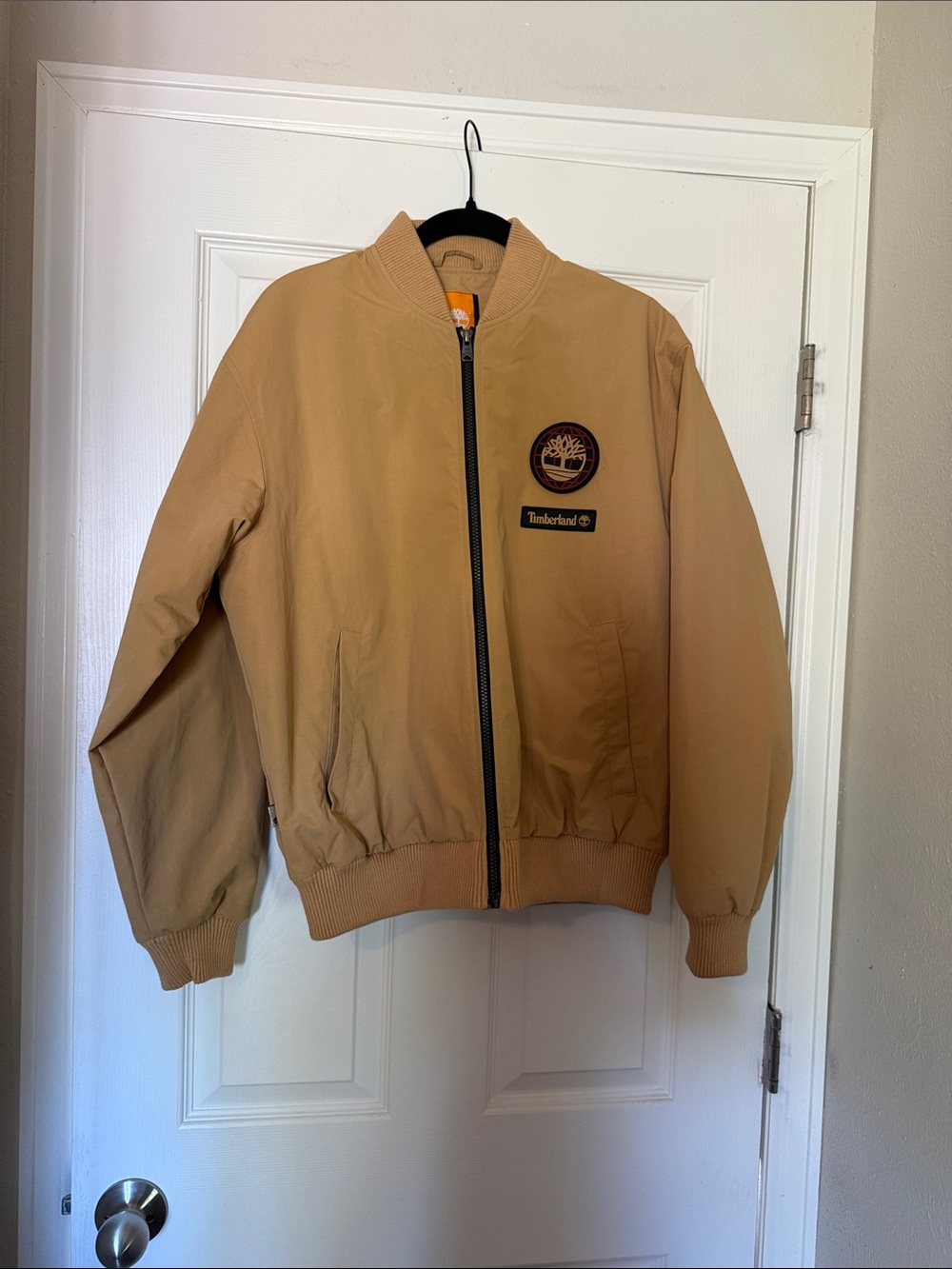 Timberland Khaki/Tan Bomber Jacket with Logo Patch